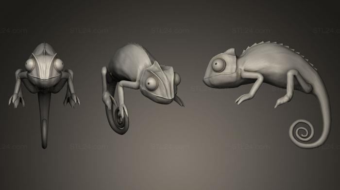 Статуэтки животных (Хамелеон 4, STKJ_0190) 3D модель для ЧПУ станка
